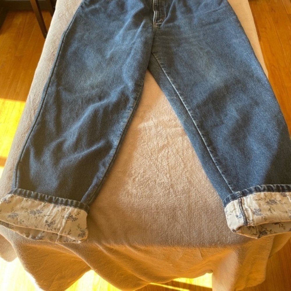L.L. Bean Women's Straight Leg Jeans - Blue. Size 16 flannel lined